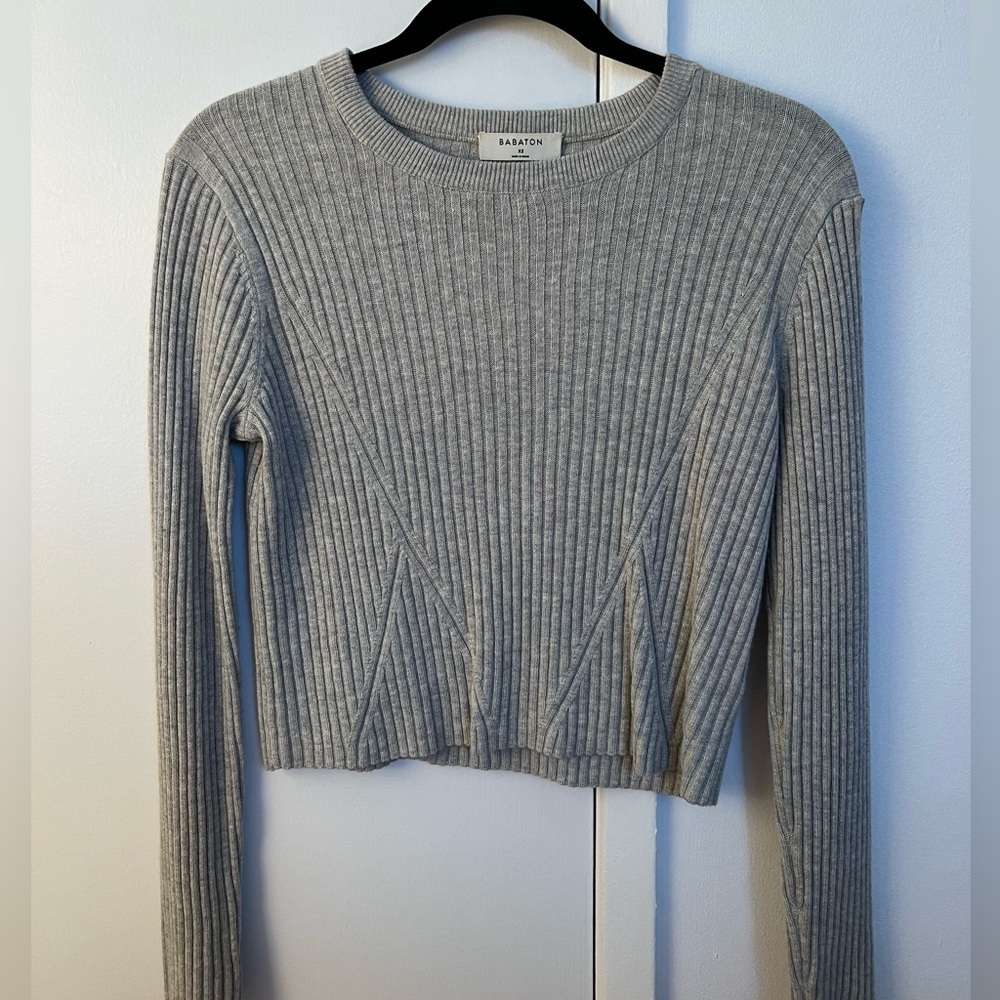 ARITZIA Babaton Heather grey ribbed knit sweater